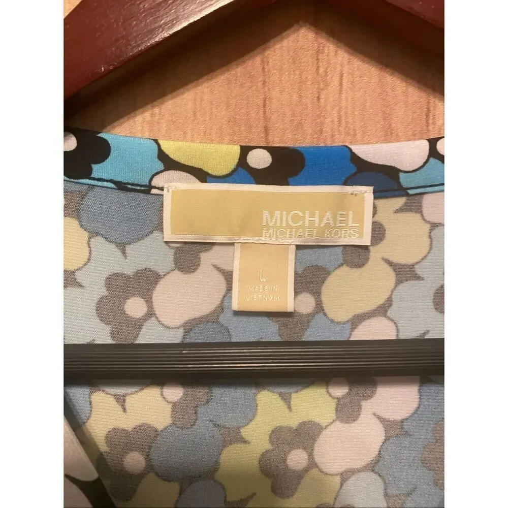 Michael Kors Large blue green floral top t-shirt women’s